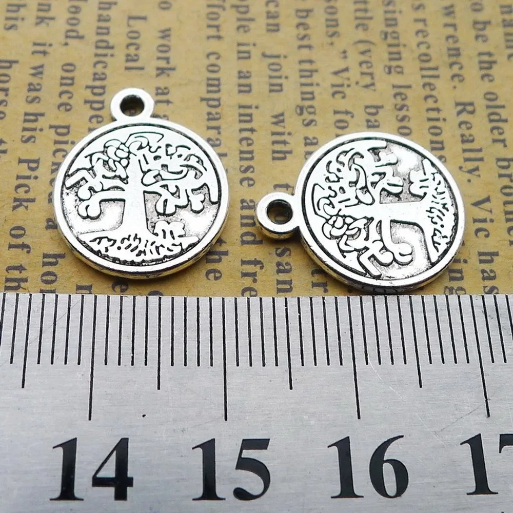

120pcs Tree Charms 15mm x 18mm DIY Jewelry Making Pendant antique silver color