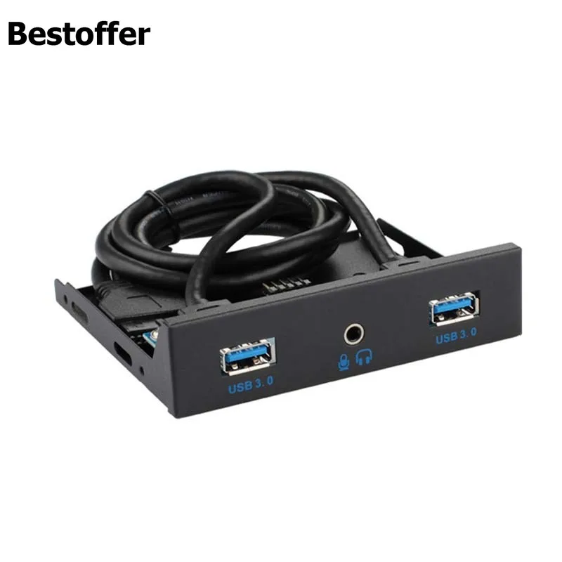 

USB 3.0 Front Panel 3.5" 2-Port Hub +Audio to 20pin Connector for Floppy Bay Bracket