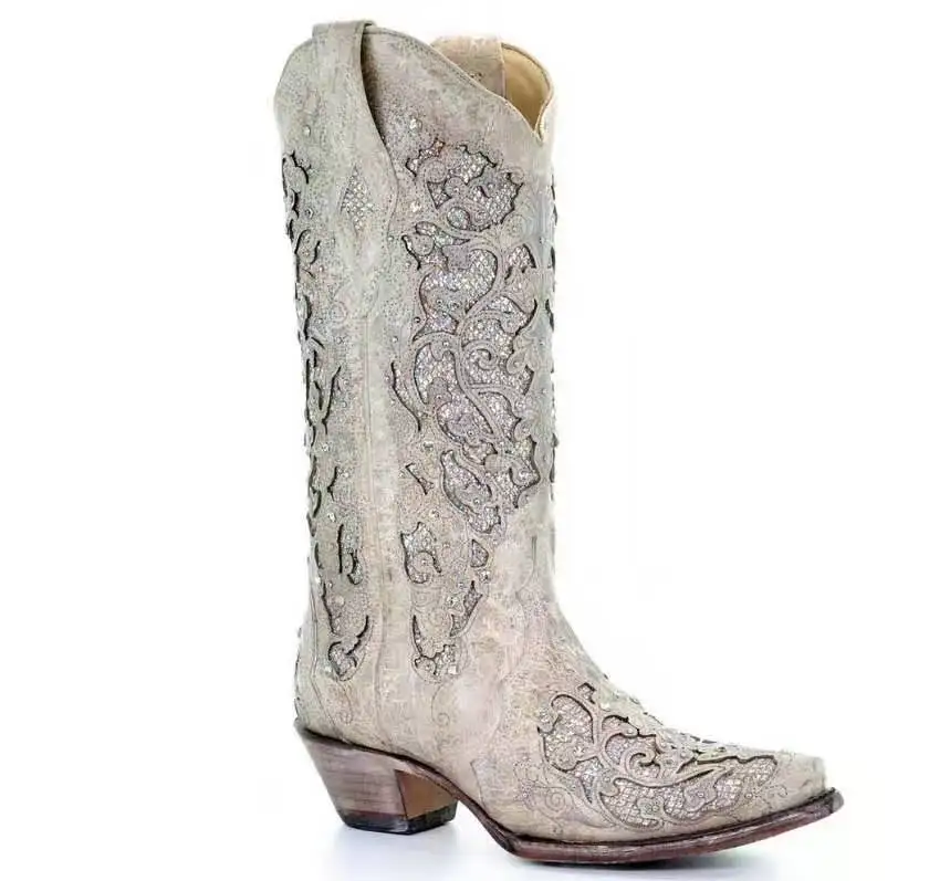 

Winter Mid-heeled Rhinestone Big Size 34-43 Mid-tube Women's Modern Boots Diamond Fashion Shoes for Women Zapatos Para Mujer