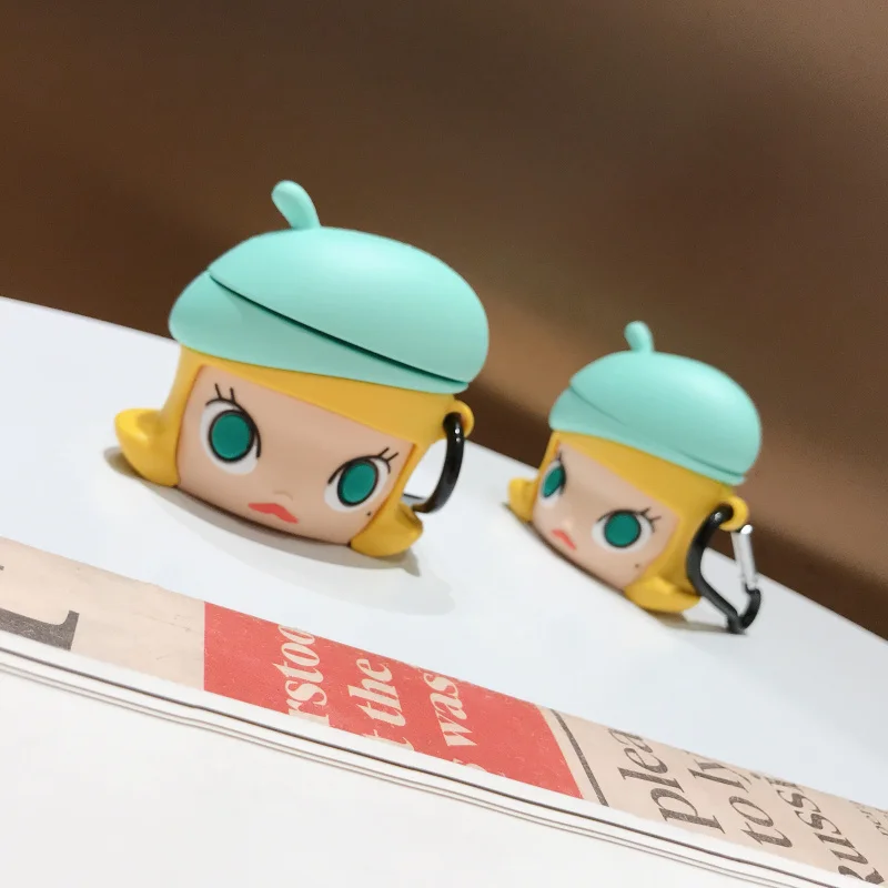 Чехол для AirPods с 3D рисунком для мобильного телефона, чехол для наушников s для Apple Airpods 2, забавные аксессуары, Защитная крышка с креплением