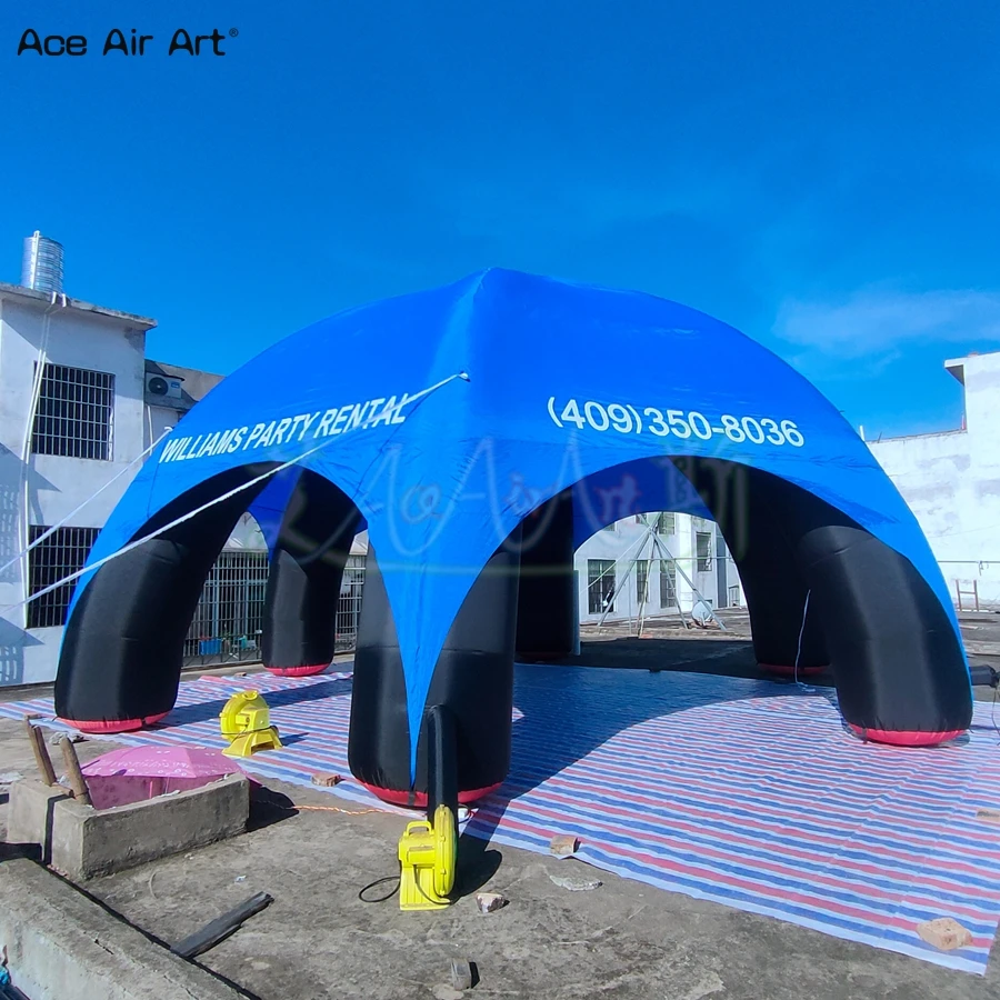 Надувная палатка-паук надувная палатка с синими ножками черного цвета диаметр 8 м