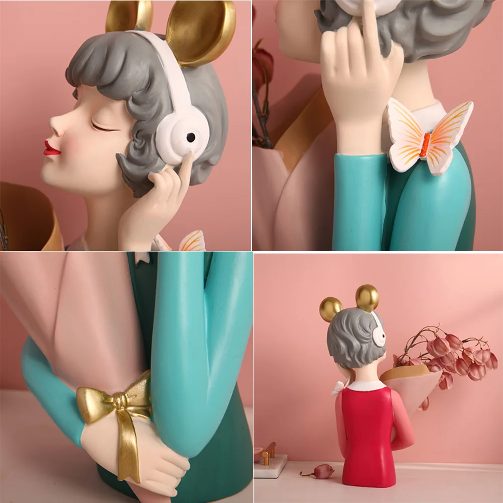 

Europe Girl Resin Art Statue Gift Fairy Accessori Fashion Sculpture Ornaments Home Decoration Office Desk Tabletop Figurines