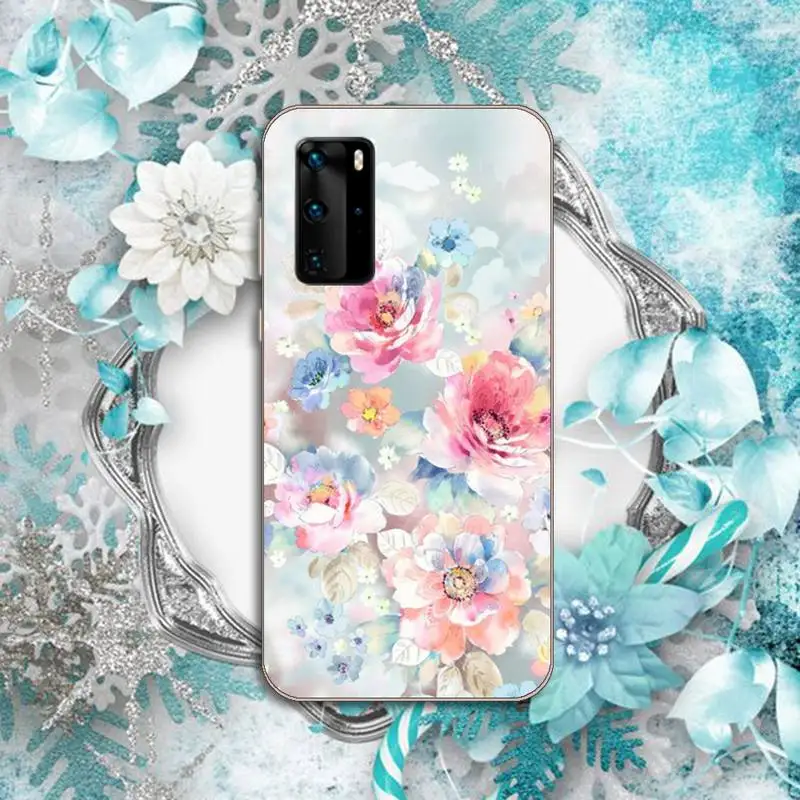 

Beautiful flower pink Phone Case Transparent for Huawei P honor 8 10i 20 30 40 smart 2019