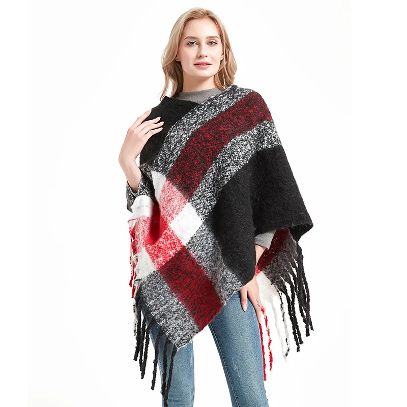 

7 Styles Design Winter Warm Ponchos and Capes for Women Oversized Shawls Thick Tassels Wraps Cashmere Pashmina Female Bufanda