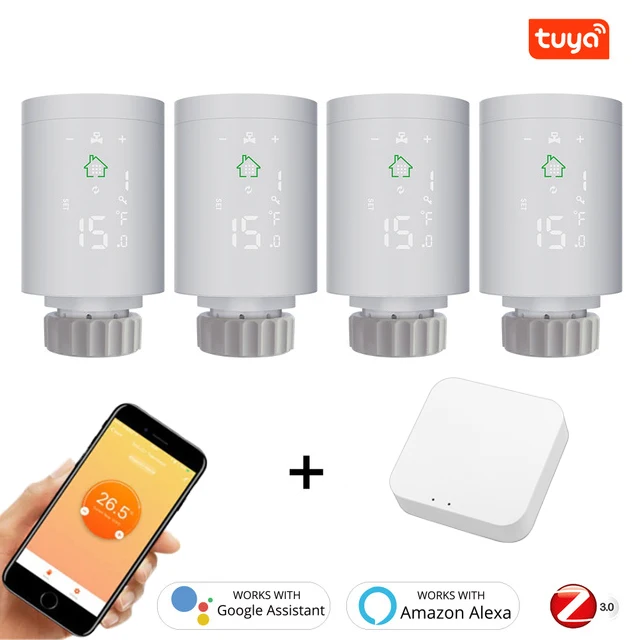 

Умный привод радиатора TRV ZigBee 3,0, программируемый термостатический клапан радиатора, регулятор температуры, голосовое управление через Alexa