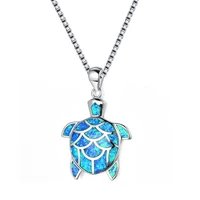 hot sell simple unique personality blue fish fillet turtle pendant necklace women wedding birthday christmas party jewelry gifts