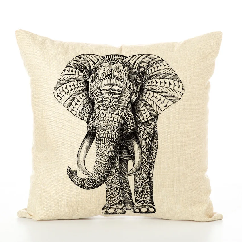 Новинка льняная наволочка с принтом в виде слона для кухонного стула