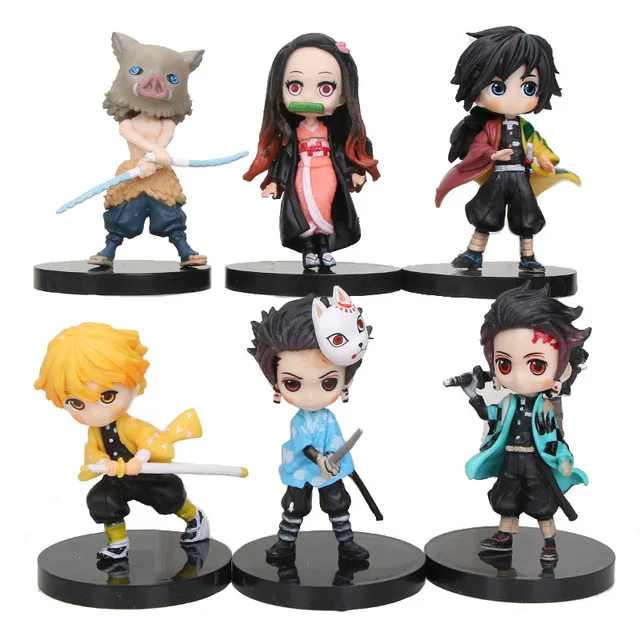 

6pcs/set Anime Demon Slayer Kimetsu No Yaiba Figure Q Posket Kamado Tanjirou Kamado Nezuko Agatsuma Figure Toys 6cm