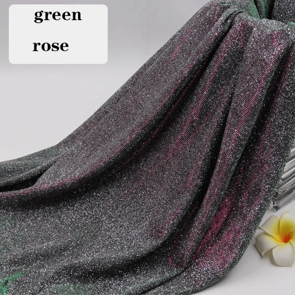 green rose 140 X 100CM Gradient Dancing Stage Sequin Glitter Fabric African Tissus Patchwork Tulle Weddings Party Decoration Fabrics - Color: green rose