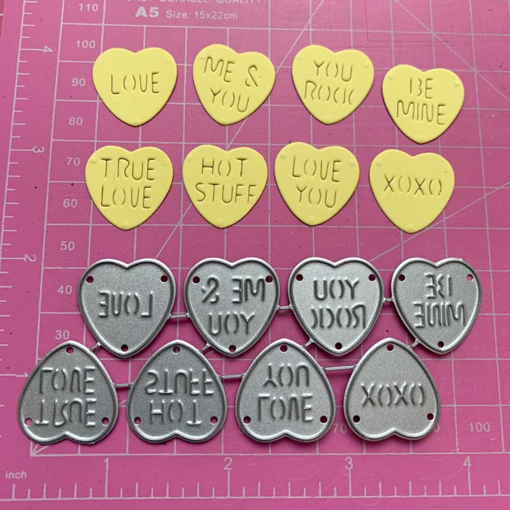 Heart Love Words Metal Cutting Die Peach heart characters Stencil Template for Scrapbooking Paper Album Card Gift Decor | Дом и сад
