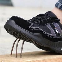 steel toe sneakers men safety boots prevent smashing and puncture black work shoes with steel toe cap quality protective shoes