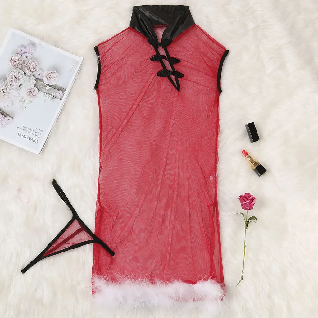 Новинка 2019 рождественское эротическое белье ночное платье + стринги женское