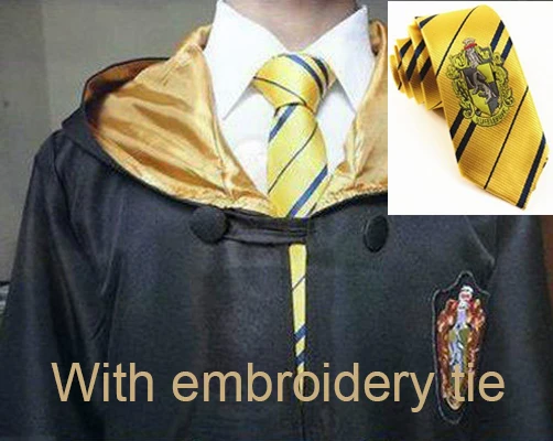 Hufflepuff with tie2 Карнавальный костюм; халат; плащ с галстуком-шарфом; Ravenclaw Gryffindor Hufflepuff Slytherin для взрослых и детей; костюм Харриса - Цвет: Hufflepuff with tie2