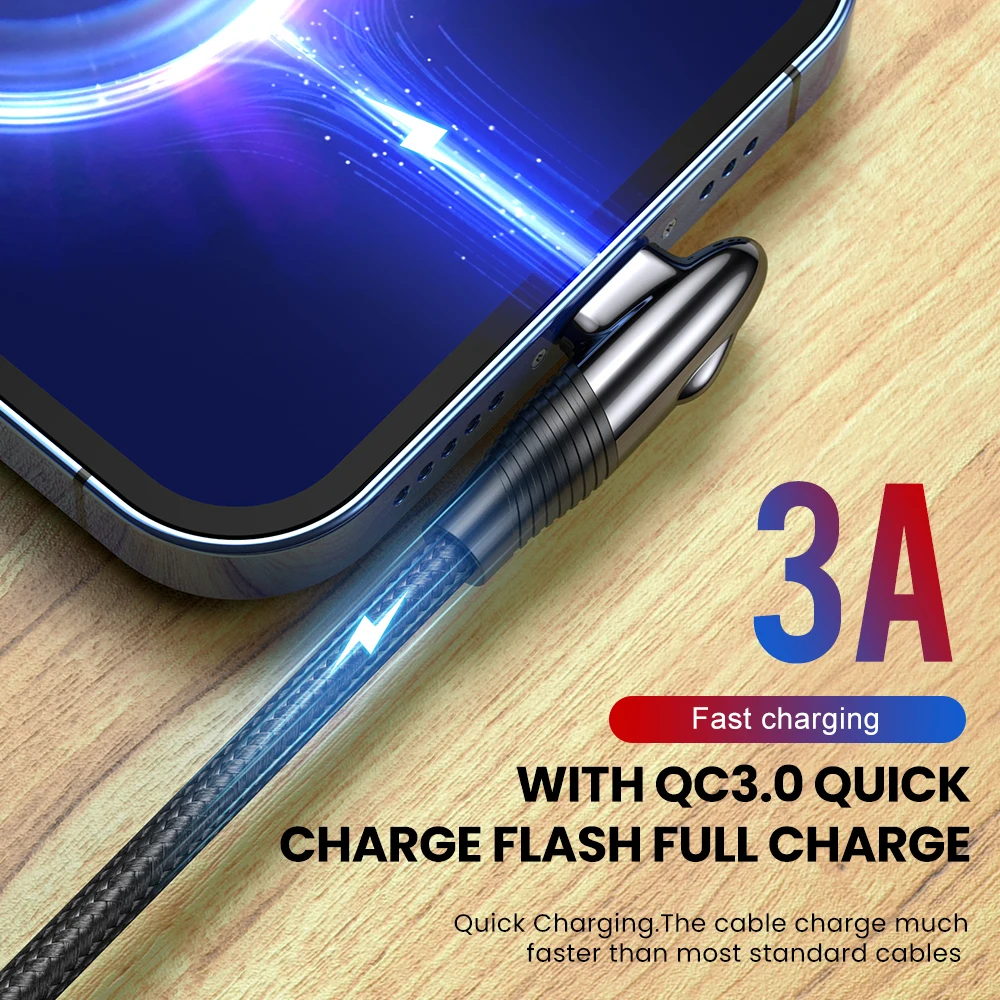 Кабель Elough USB C с углом 90 градусов для быстрой зарядки USB-кабель типа 3 м 1 Xiaomi Mi 8 Samsung