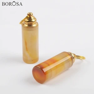 BOROSA 3/5Pcs Natural Agates Perfume Bottle Pendant Beads For Perfume or Essential Oils Using for Women Necklace Jewelry WX1181