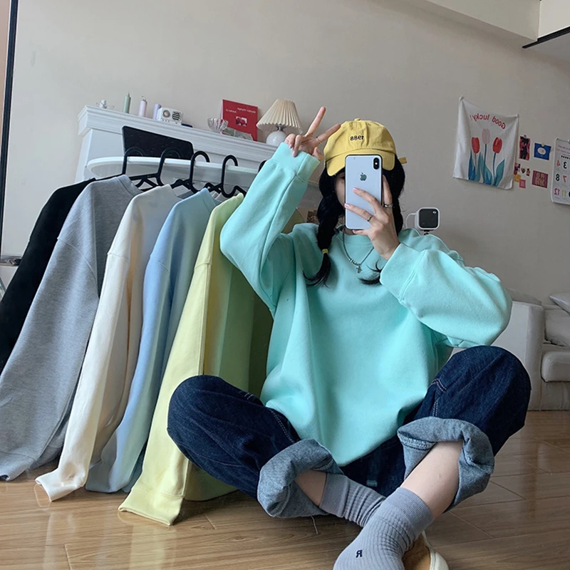 Женская Осенняя Повседневная Толстовка с длинным рукавом женские свободные