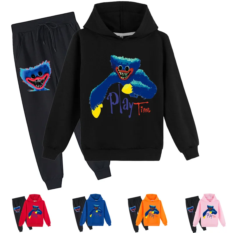 

Kids Poppy Playtime Hoodie Unisex Tracksuit Boys Huggy Wuggy Sweatshirt+pants 2pcs Sets Toddler Girls Fashion Horror Streetwear