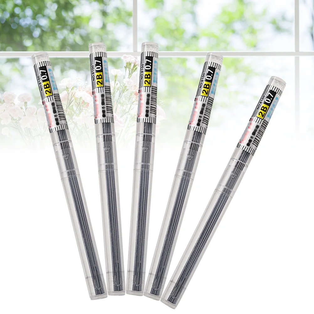 

5 шт. автоматический карандаш с заправляемым сердечником, карандаш со свинцовым стержнем для школьных канцелярских принадлежностей (0,7 мм)