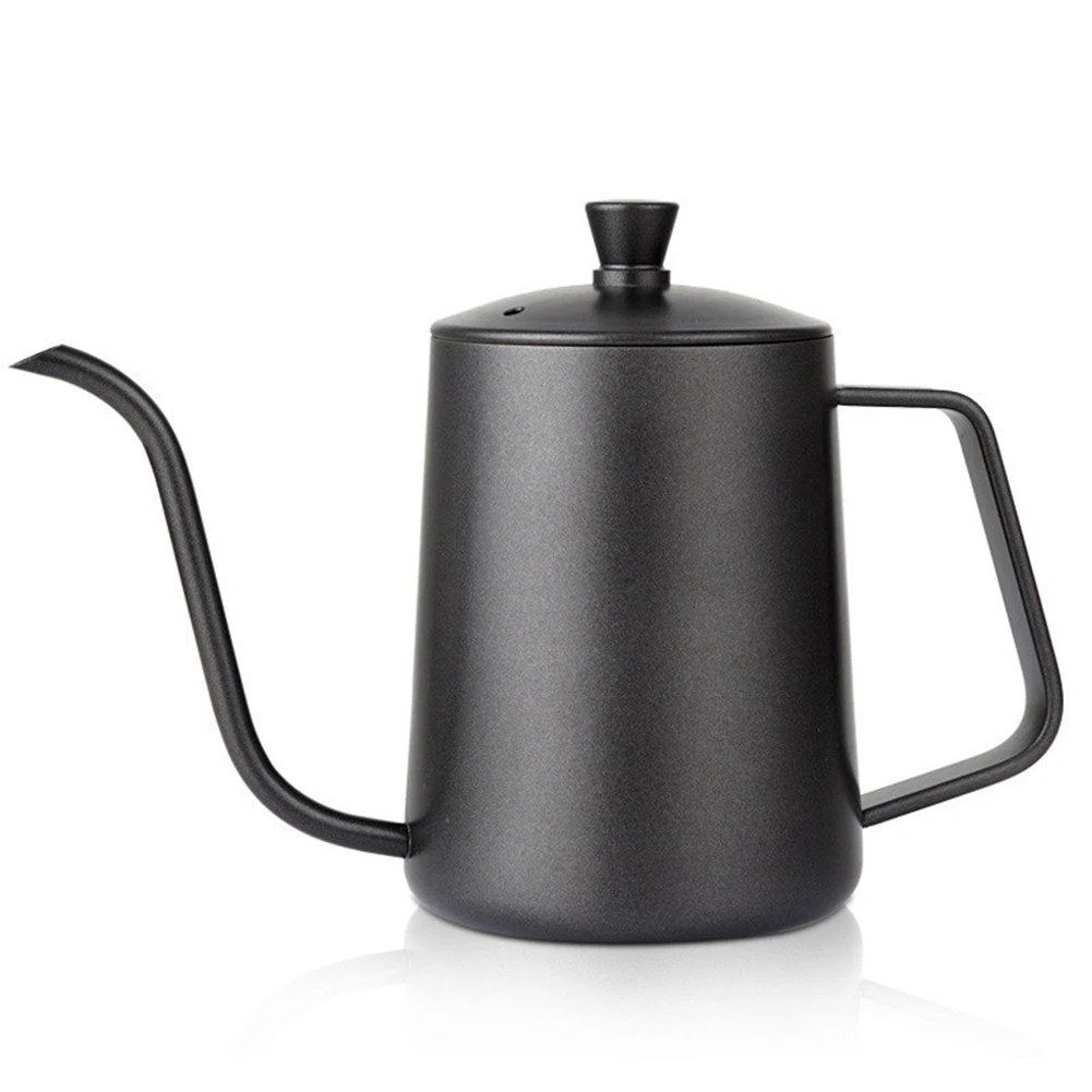 

304 Stainless Steel Coffee Utensils Tea Milk Kettle Swan Neck Fine Mouth with Cover for House Travel Kitchen J99Store
