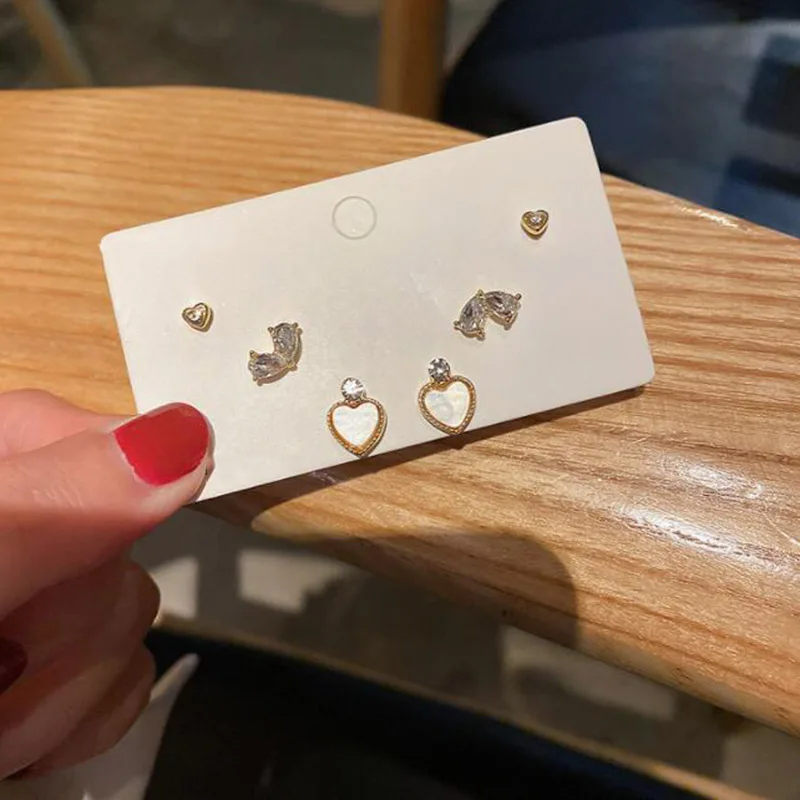 

Fashion 3 Pairs Women's Earrings Korean Heart Love Stud Earrings for Women Earring Set 2021 Earings Jewelry Christmas Gifts