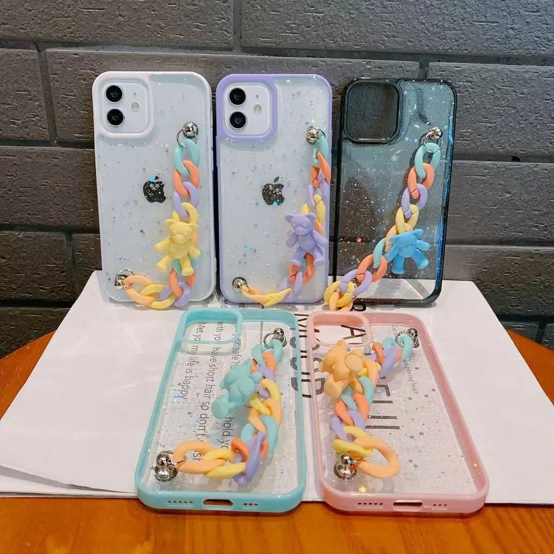 

Glitter Wrist Strap Phone Case For iPhone 11 12Pro MAX 7 8Plus Soft Shockproof Camera For iPhone X XS MAX Protection Back Cover