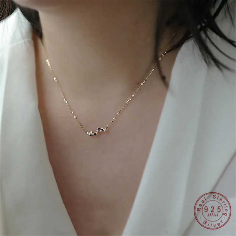 

925 Sterling Silver Zirconia Heart Necklace for Women Classic Temperament 14K Gold Plated Jewelry Gift