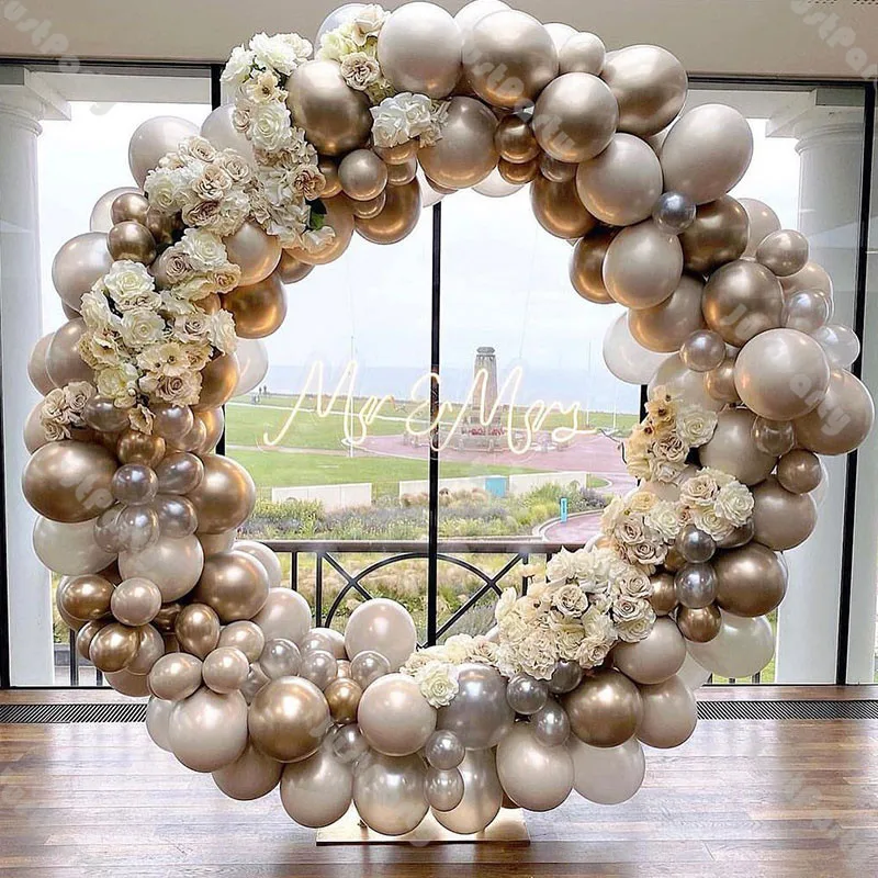

DIY Doubled Coffee Balloon Garland Kit Wedding Decoration DIY Chrome Champagne Clear Balloon Arch Bridal Shower Decor Background