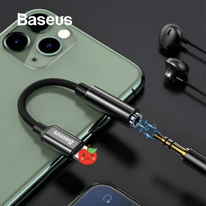 Baseus-Cable adaptador de Audio auxiliar, convertidor OTG para auriculares Lightning a Jack de 3,5mm, para iPhone 11 Pro MaX XS Xr X 8 7 Plus