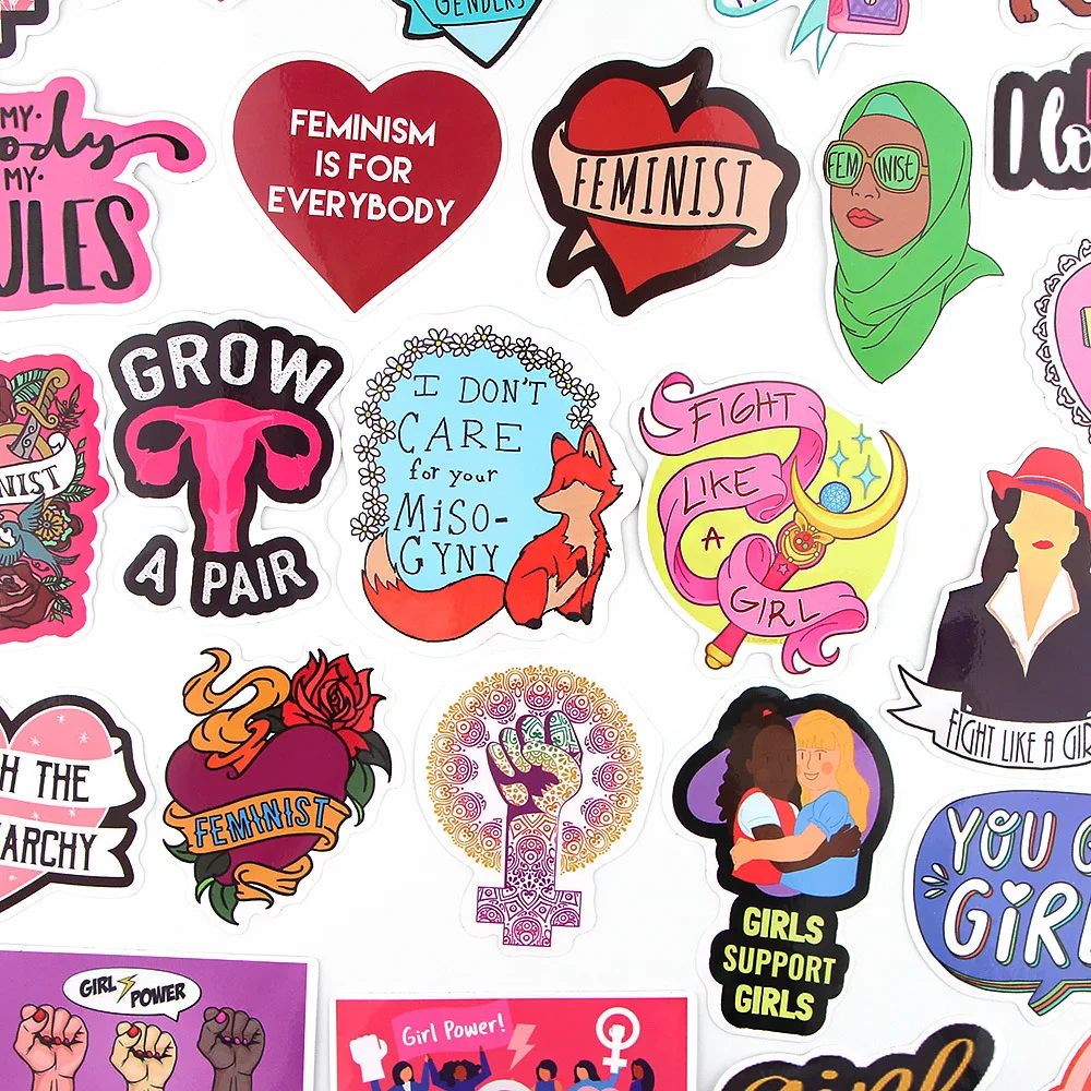 35 Uds mujeres tema Graffiti de etiqueta feminista para tel&eacute;fono Scrapbooking &aacute;lbum diario decorativo adhesivo de papeler&iacute;a etiquetas de regalo-0