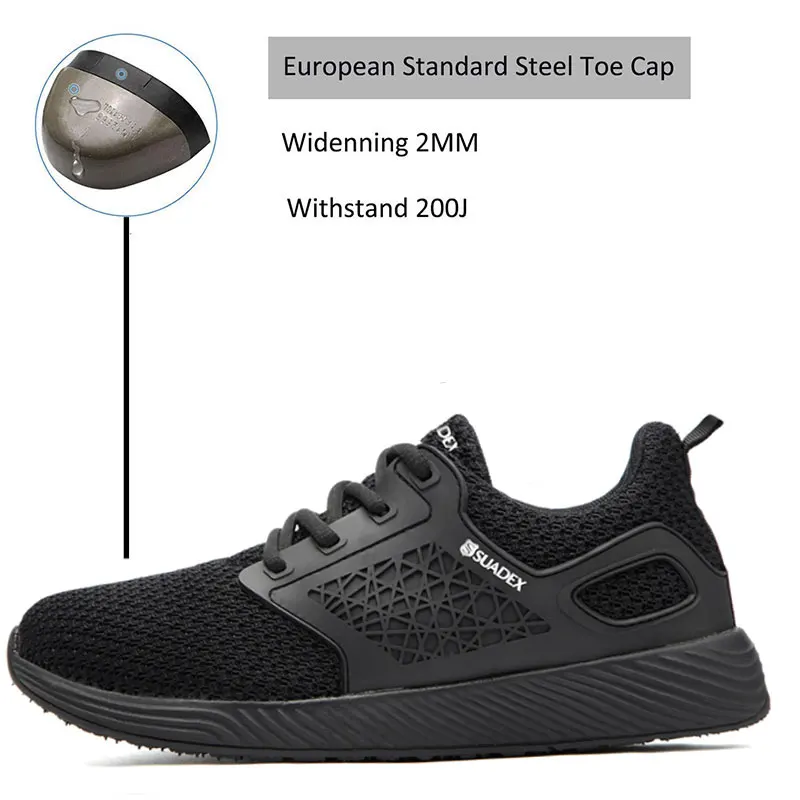 SUADEEX Unisex Men Women Safety Shoes Steel Toe Puncture Proof Work Shoes Lightweight Outdoor Breathable Construction Boots Men