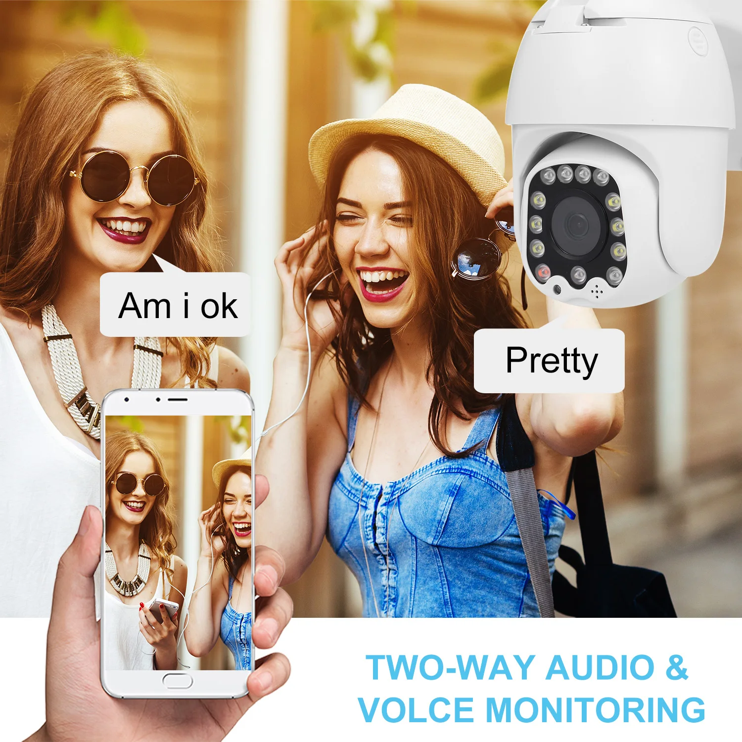 Wi Fi умная камера монитор IP66 наружная 1080p HD полноцветная скоростная купольная