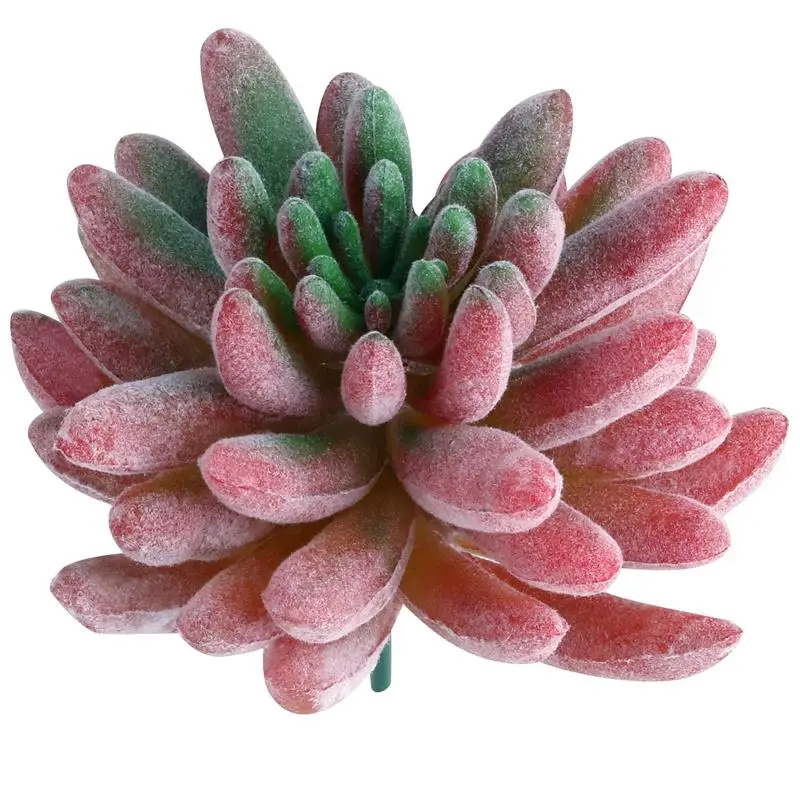 13 Artificial Succulents Green Flocking Plant Bonsai Desktop Fake Plants Valentine Day Christmas Wedding Decoration Plante - Цвет: 13