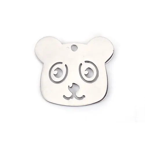 

304 Stainless Steel Pet Hollow Panda Silhouette Charms For Jewelry Making Animal Silver Charms Findings 27mm x 24mm