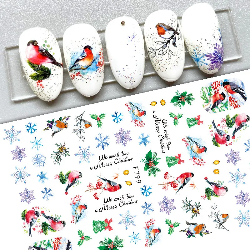 

Winter Sparrow Snowflake adhesive 3d nail sticker foil for nails art decoration cute designs nail decals manicure supplies tool