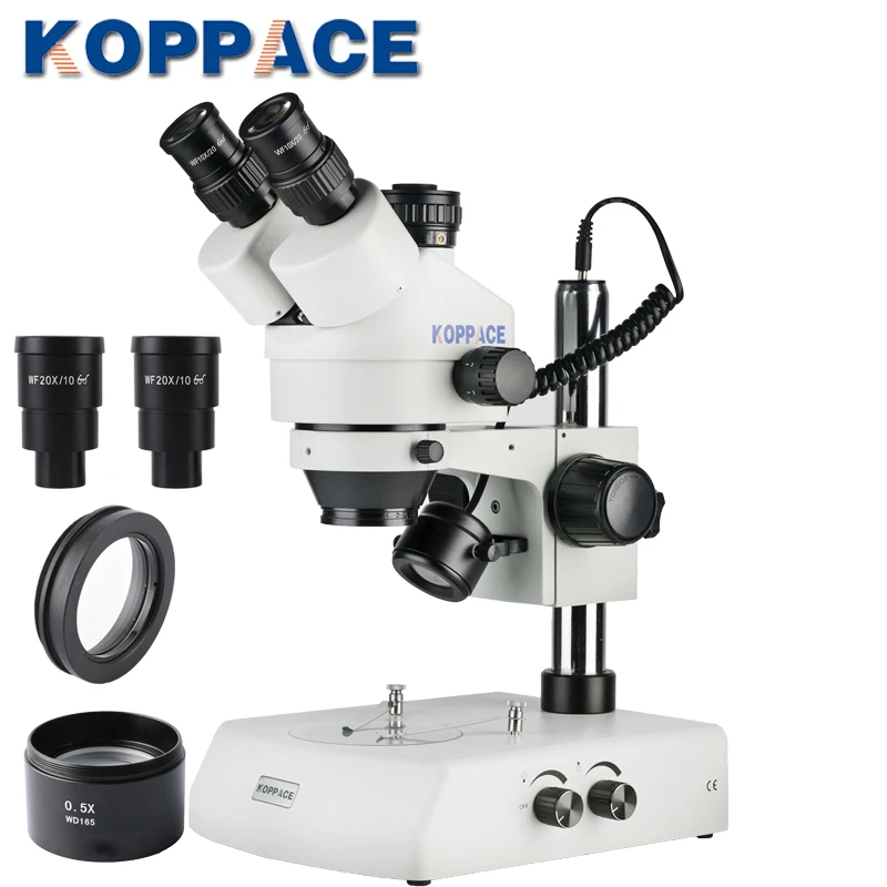 KOPPACE 3.5X 90X тринокуляр стерео микроскоп WF10X/20 окуляры мобильный телефон ремонт