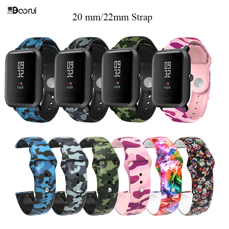 BOORUI pulsera amazfit ремешок bip силиконовая смазка 20 мм ремешок для часов Ремешок для наручных часов для xiaomi huami amazfit bip темп lite ремень 20 мм