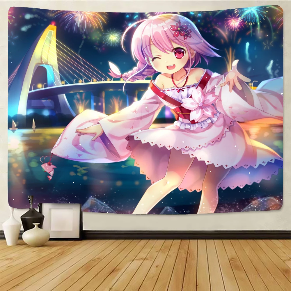 Красивый гобелен с 3D рисунком из мультфильма розовый на стену для девушек в стиле