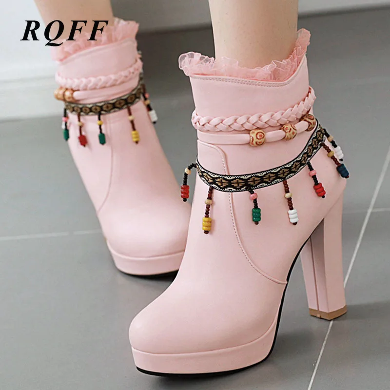 Ботильоны на платформе пикантная женская обувь из искусственной кожи с круглым