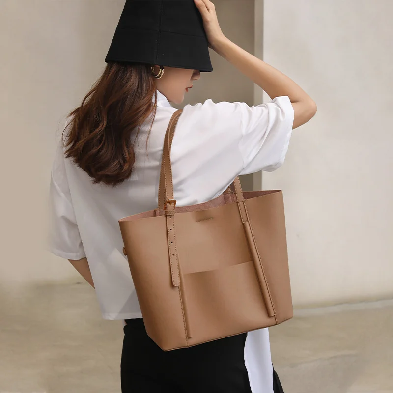 

Leather handbag 2021 new fashion versatile large capacity leisure tote bag soft leather women's shoulder bag