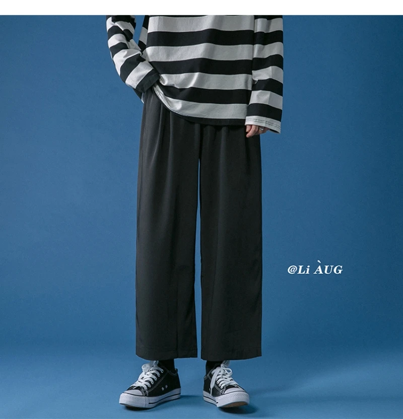 

Men's loose-fitting wide-leg suit pants 2021 new pants Hong Kong style casual nine point pants
