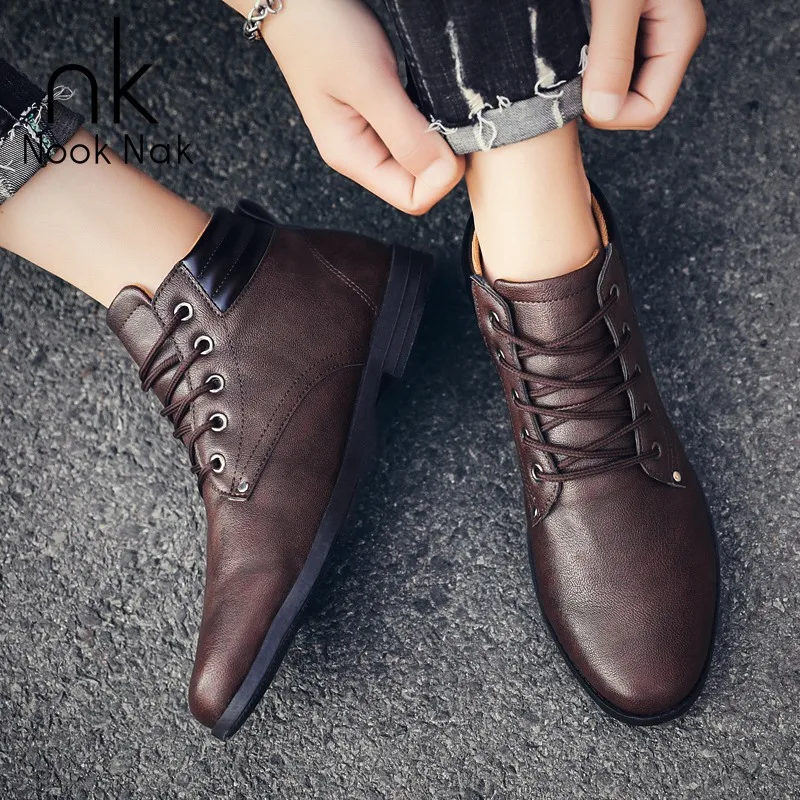 

Nooknak 2021 NEW British Fashion, Men Casual Shoes, Men's leather boots, British retro autumn motorcycle boots, size39-44