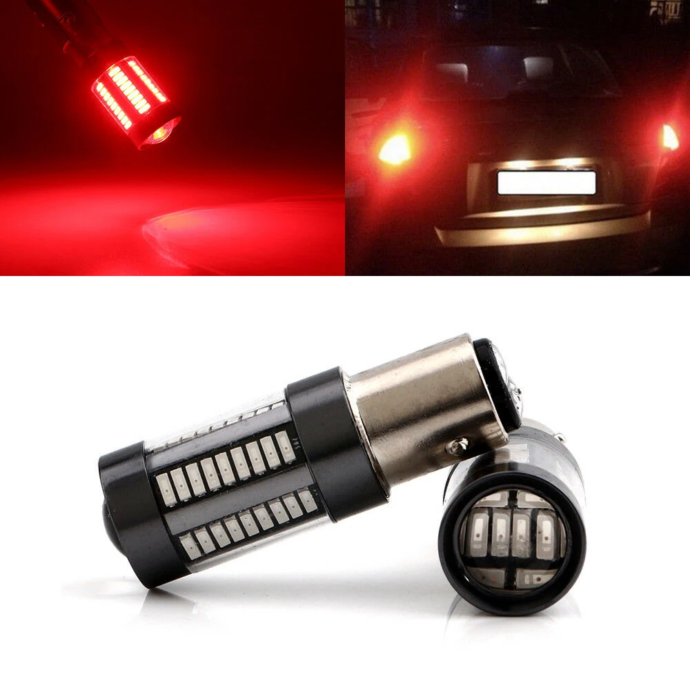 2 шт. 1157 4014 66 красный задний фонарь 7 Вт BAY15D 66SMD светодиодный ные лампы стоп сигнал