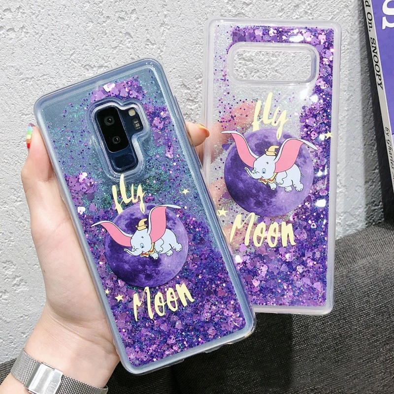 Мультяшный чехол для телефона Dumbo samsung Galaxy S10 Plus S8 S9 S10e Блестящий песок