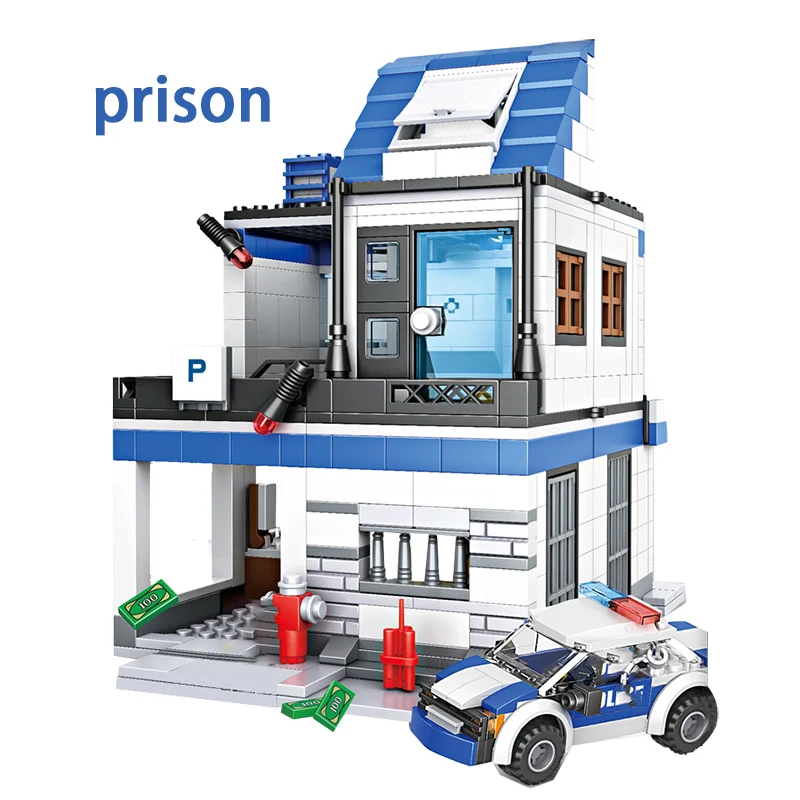 Technical SWAT Police Station Truck Model Building Blocks City Machine Helicopter Figures Bricks Educational Toy For Children