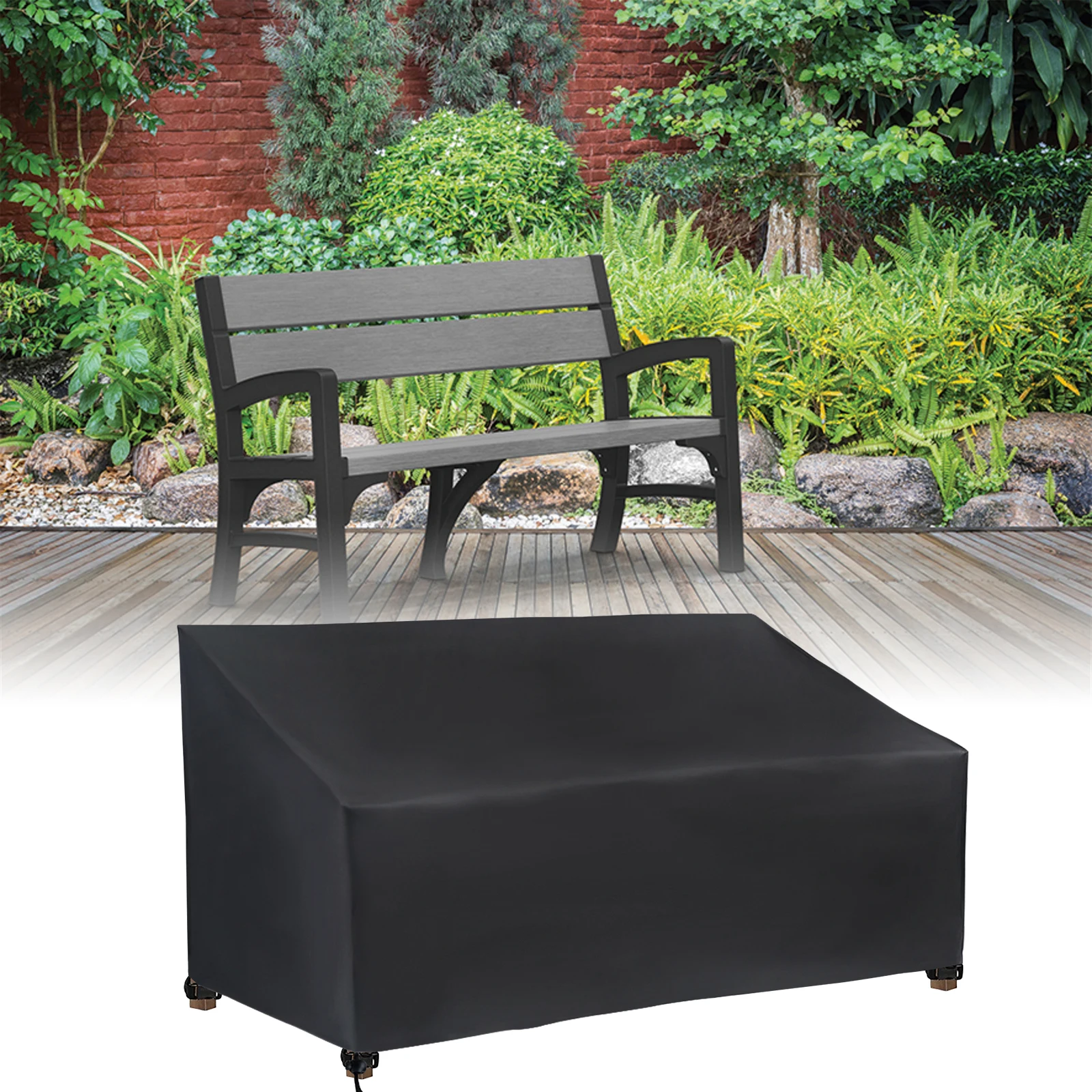 

Multiple Specifications Available Garden Bench Dustproof Cover Garden Bench Waterproof Breathable Outdoor Bench Seat Cover Black
