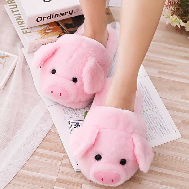Women's Slippers Winter Velvet Short Plush Slippers 2020 New Couple Comfy Home Slippers Cute Pig Shoes for Women