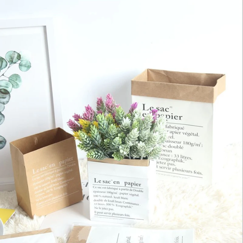 

Home Sundries Dried Flowers Decorative Photo Ornaments Creative Nordic Wind English Kraft Paper Storage Bags Paper Bag