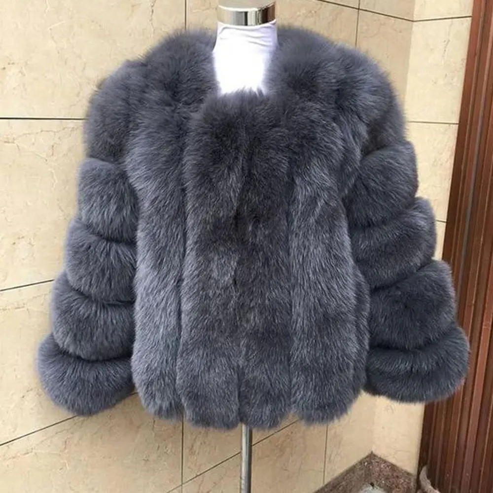 iron grey Натуральный Лисий пальто из настоящего меха, натуральная женская зимняя оригинальная натуральная лиса, шуба с мехом, куртка для девочек, пальто для женщин, пальто с лисой - Цвет: iron grey