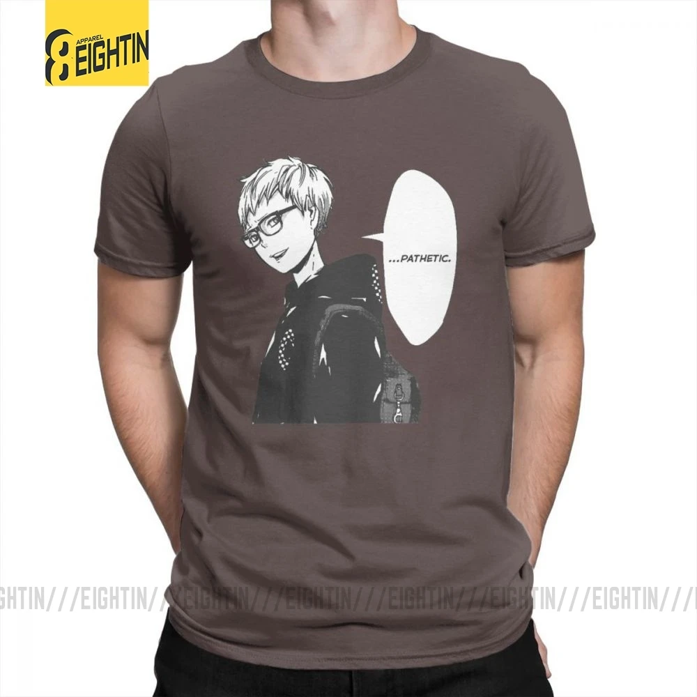 Футболки Haikyuu, футболки Tsukishima Kei, Классические летние футболки с коротким рукавом и круглым вырезом, хлопок, комиксы, футболки для мужчин, большие размеры - Цвет: Коричневый