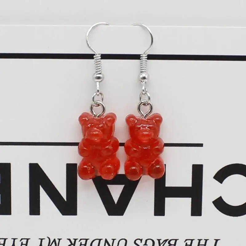 Шарм медведь смолы мультфильм сладкий конфеты цвет животных серьги из полимеров